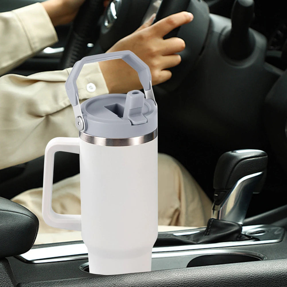 40oz Tumbler Flip Straw Lid – Spill-Proof with Handle