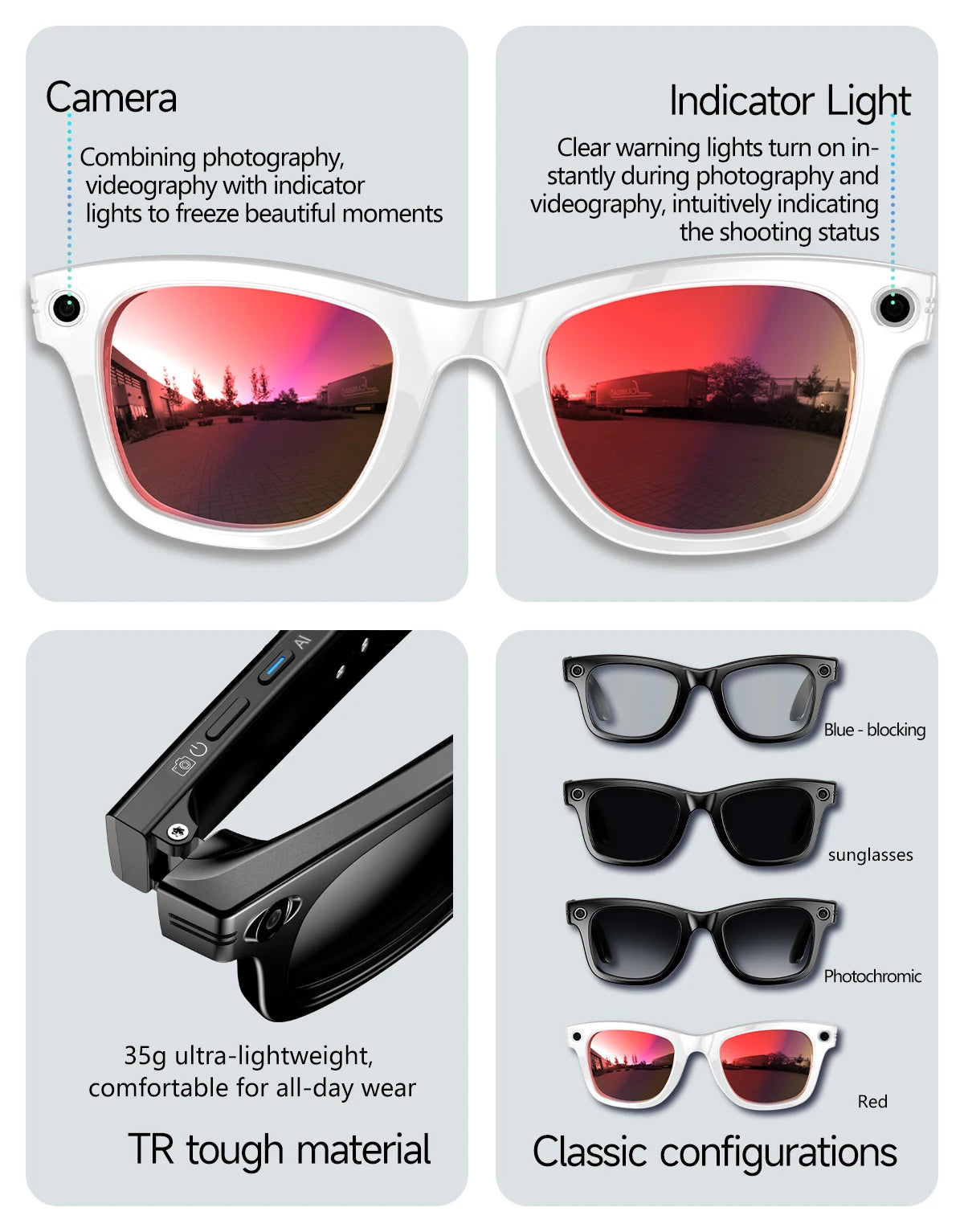 AI Smart Glasses with Camera, Calls & Translation