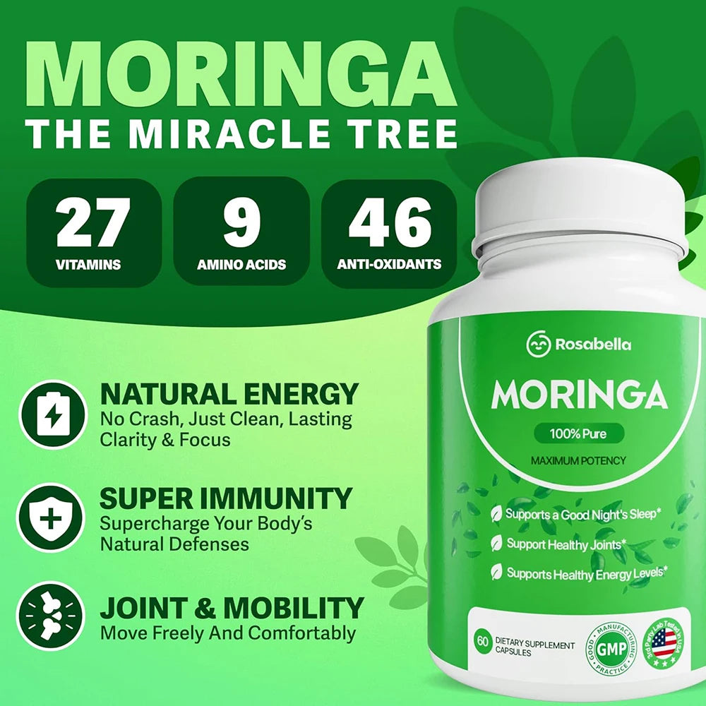 Moringa Capsules – Energy, Skin & Gut Support