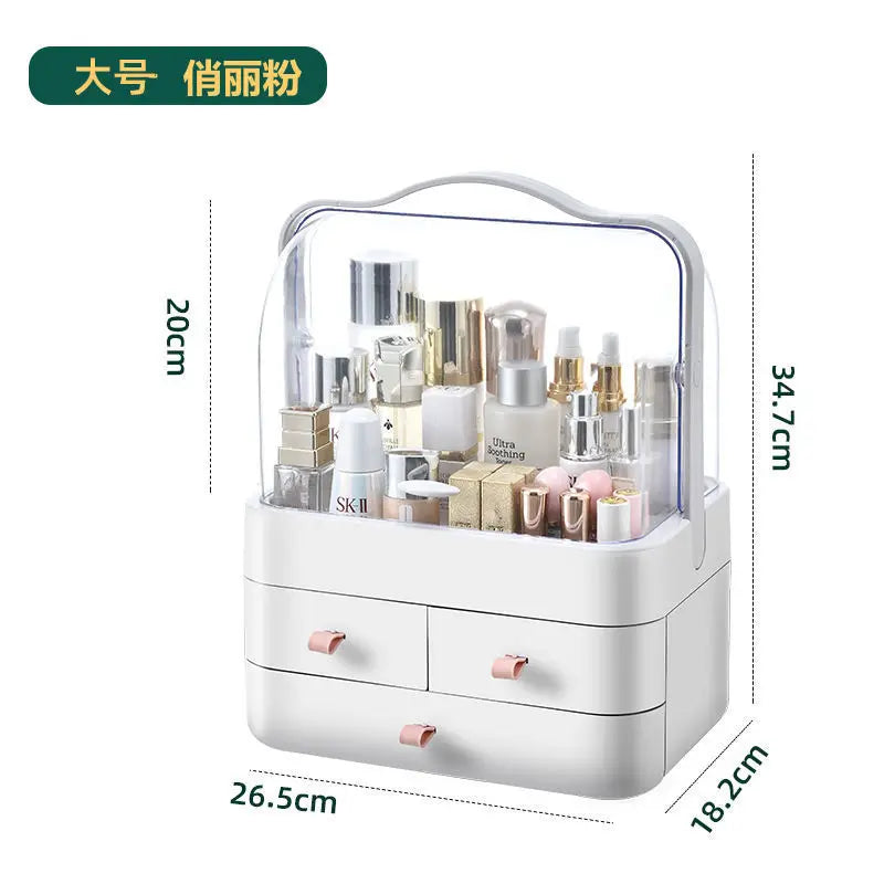Dust-Proof Makeup Organizer – Desktop Storage with Drawer