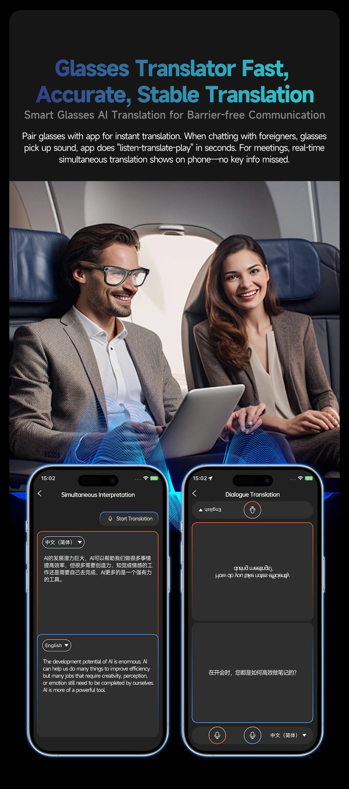AI Smart Glasses with Camera, Calls & Translation