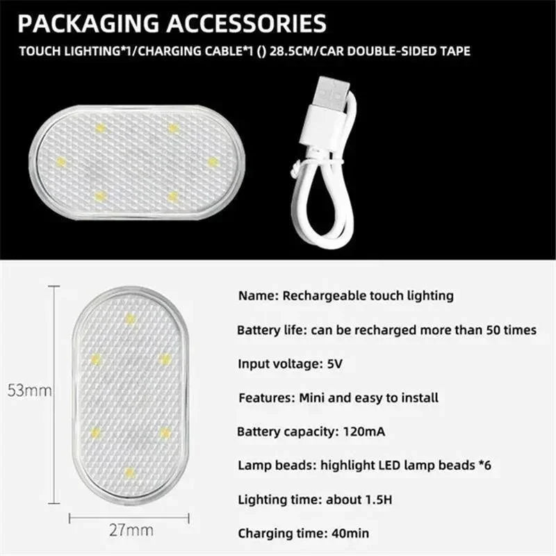 Wireless LED Car Interior Lights – USB Rechargeable
