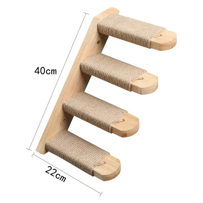 Wall-Mounted Cat Tree – Shelves, Scratcher & Hammock