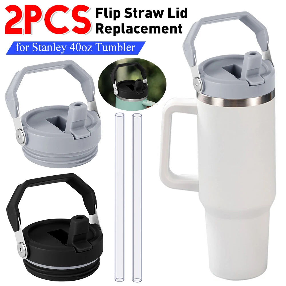 40oz Tumbler Flip Straw Lid – Spill-Proof with Handle