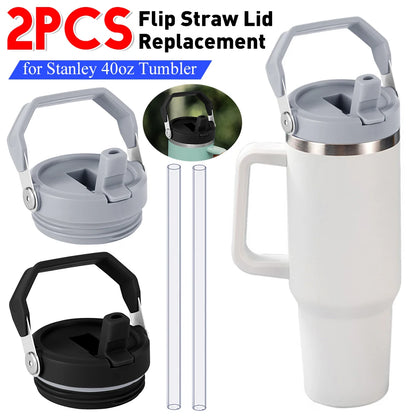 40oz Tumbler Flip Straw Lid – Spill-Proof with Handle