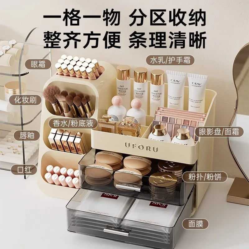 Desktop Cosmetics Storage Box – Dust-Proof & High-End
