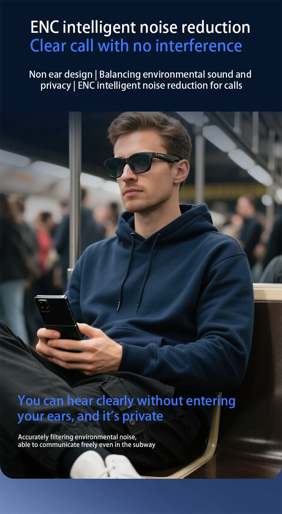 AI Smart Glasses with 2K Camera & Bluetooth Calling