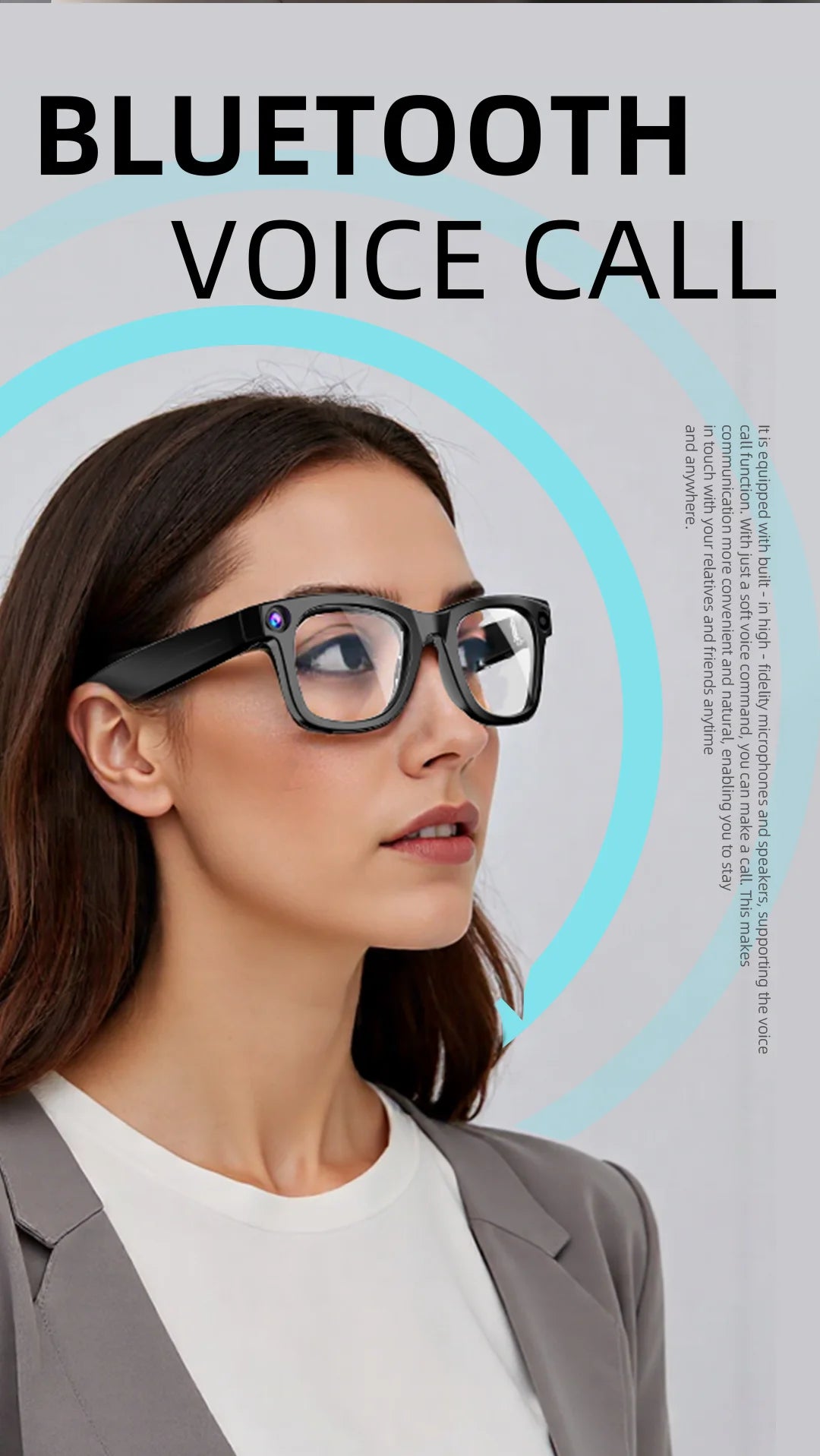 ERVPES G300 AI Smart Glasses (HD Camera & Bluetooth Calls)
