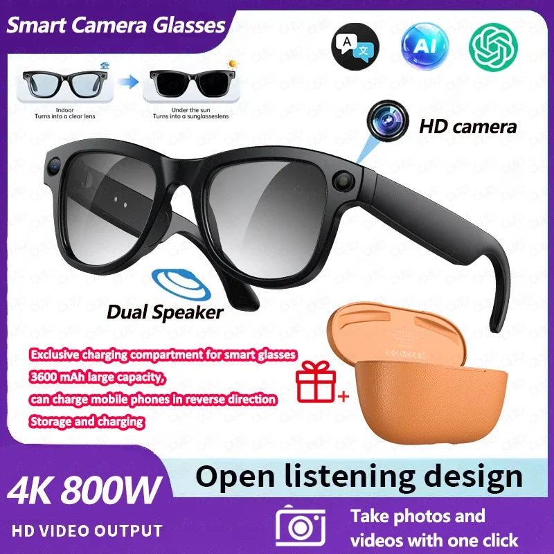 4K AI Smart Glasses with Camera & Translation