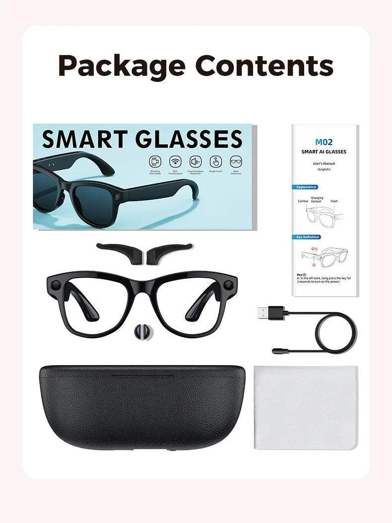 4K AI Smart Glasses with Camera & Translation