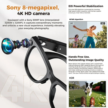 4K AI Smart Glasses with Camera & Translation