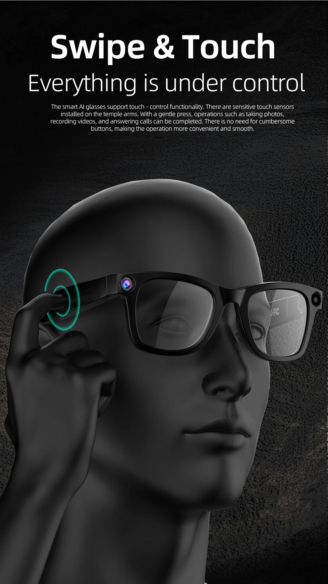 ERVPES G300 AI Smart Glasses (HD Camera & Bluetooth Calls)