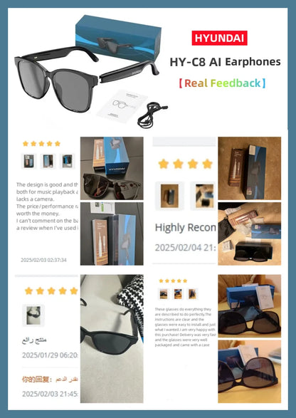 HYUNDAI HY-C8 AI Smart Glasses with Bluetooth Earphones