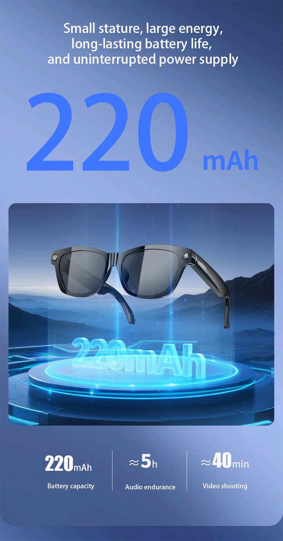 AI Smart Glasses with 2K Camera & Bluetooth Calling