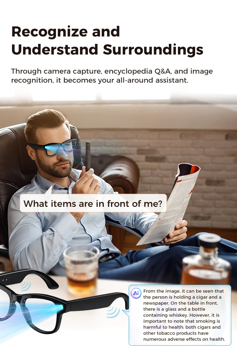 4K AI Smart Glasses with Camera & Translation