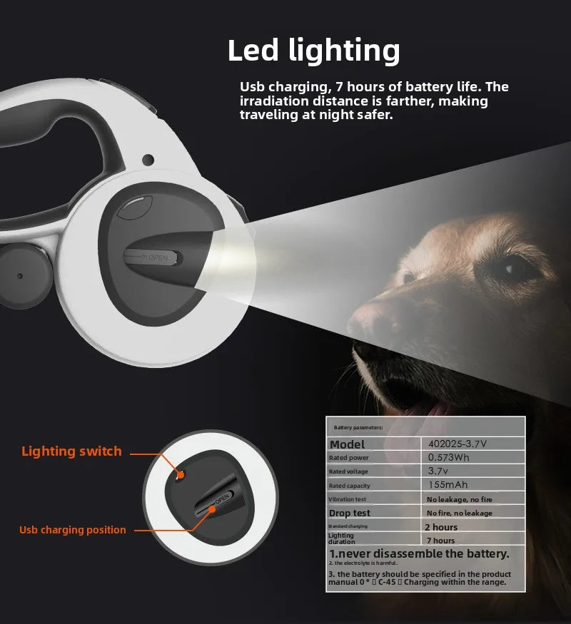 5M LED Reflective Retractable Dog Leash (Explosion-Proof)