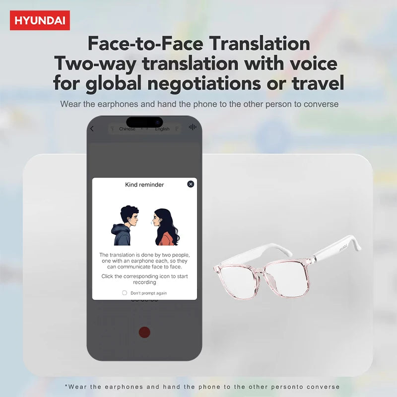 HYUNDAI HY-C8 AI Smart Glasses with Bluetooth Earphones