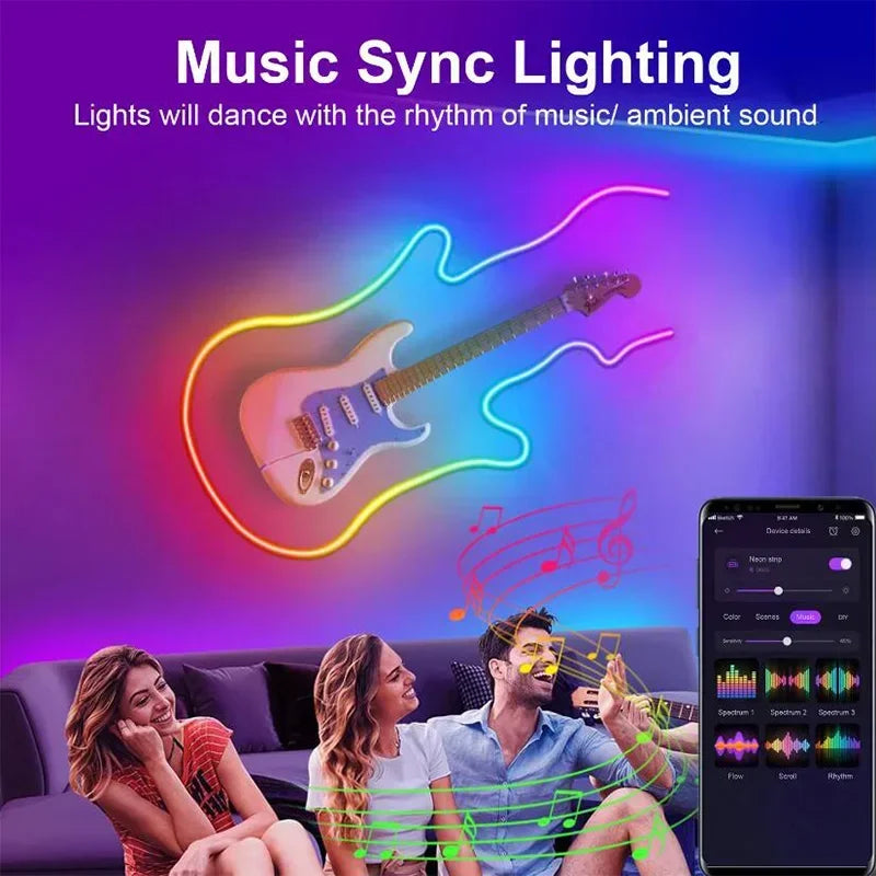 Smart RGB Neon Light Strip (Music Sync & App Control)
