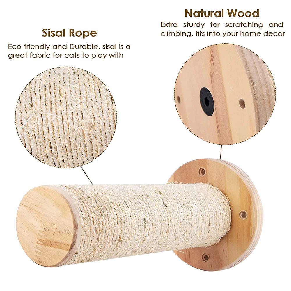 Wall-Mounted Cat Tree – Shelves, Scratcher & Hammock