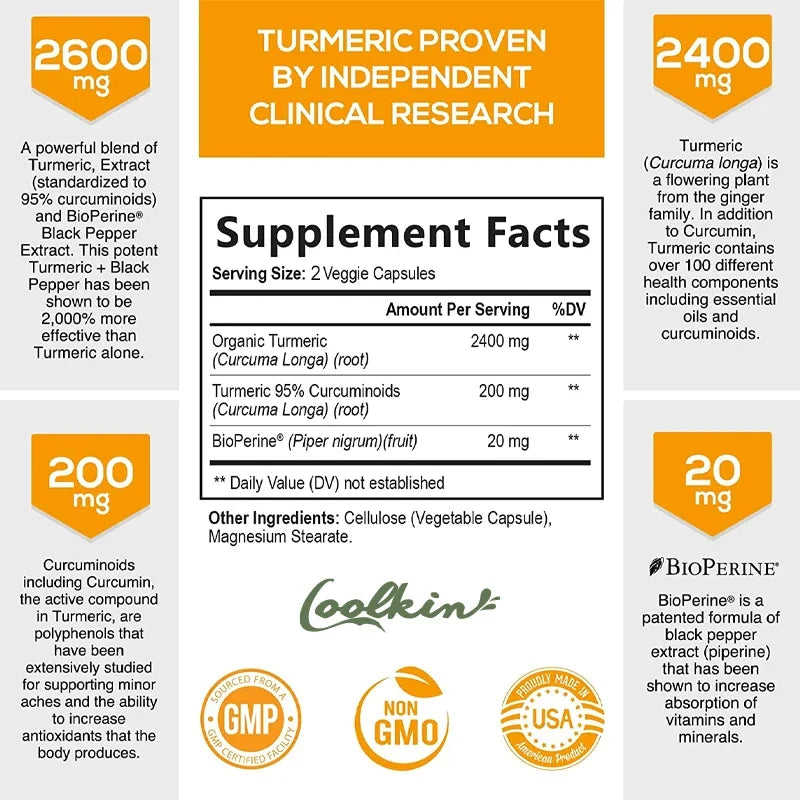 Curcumin Supplement 2600mg – Joint Support & Absorption