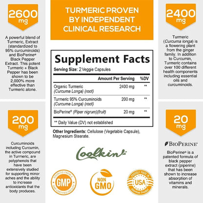 Curcumin Supplement 2600mg – Joint Support & Absorption