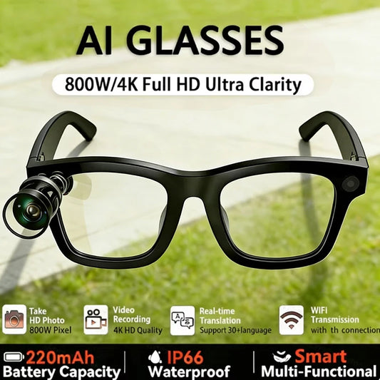 4K AI Smart Glasses with Camera & Bluetooth Calls