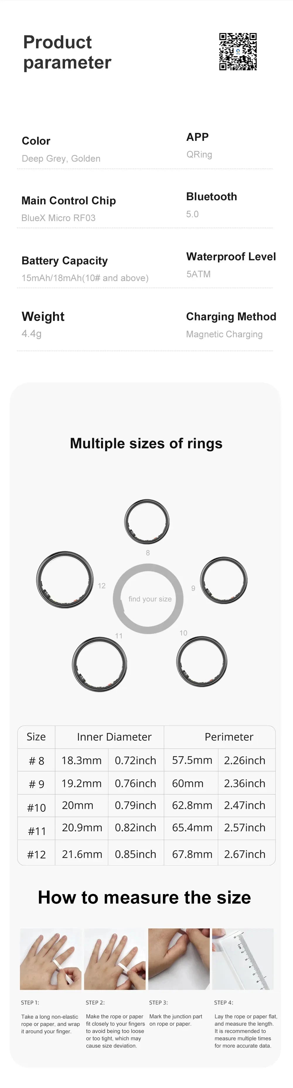 Smart Ring with Heart Rate & Sleep Monitor
