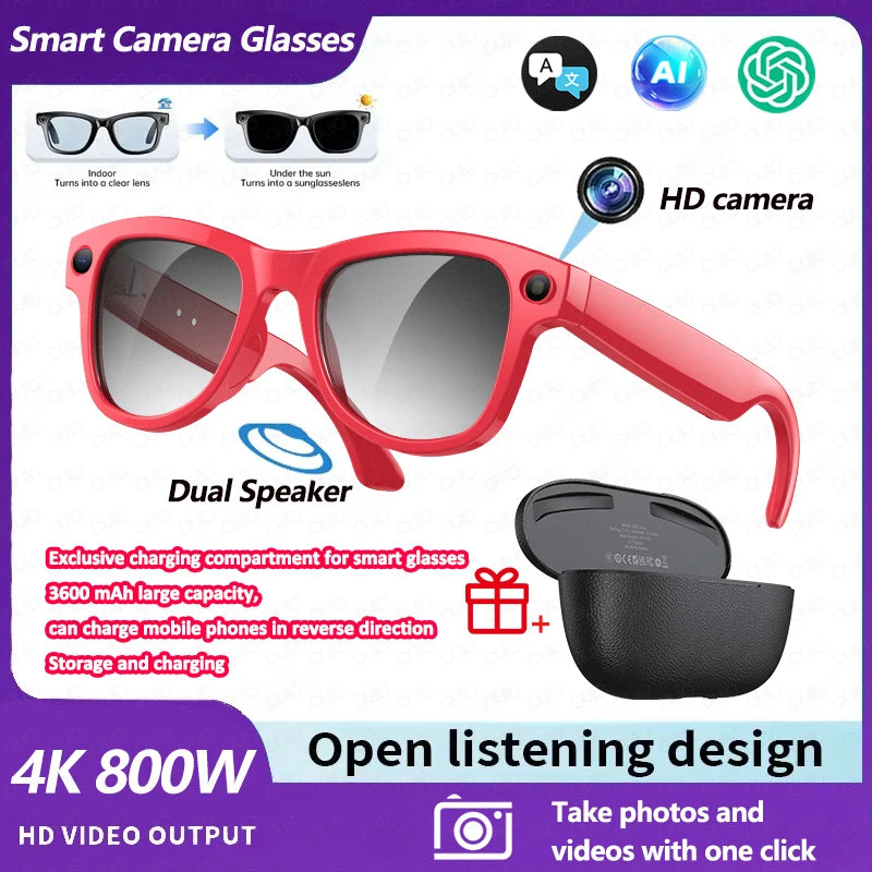 4K AI Smart Glasses with Camera & Translation