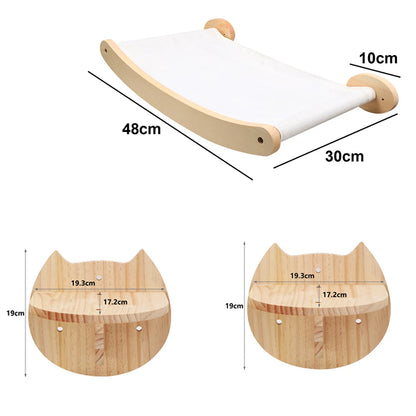 Wall-Mounted Cat Tree – Shelves, Scratcher & Hammock