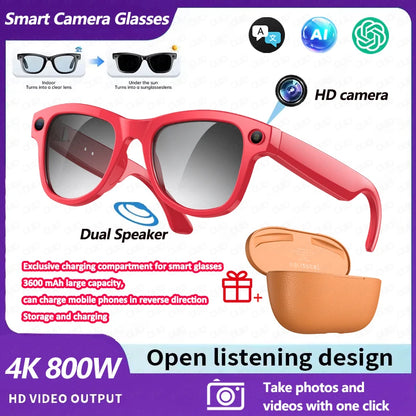 4K AI Smart Glasses with Camera & Translation