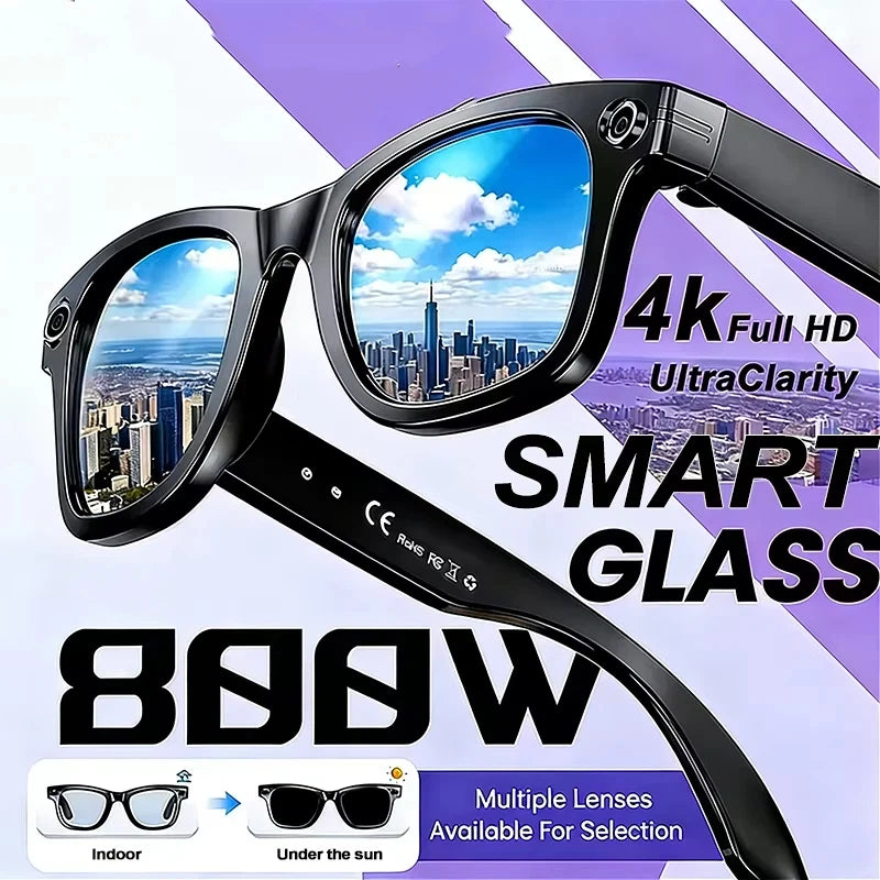 4K AI Smart Glasses with Camera & Bluetooth Calls
