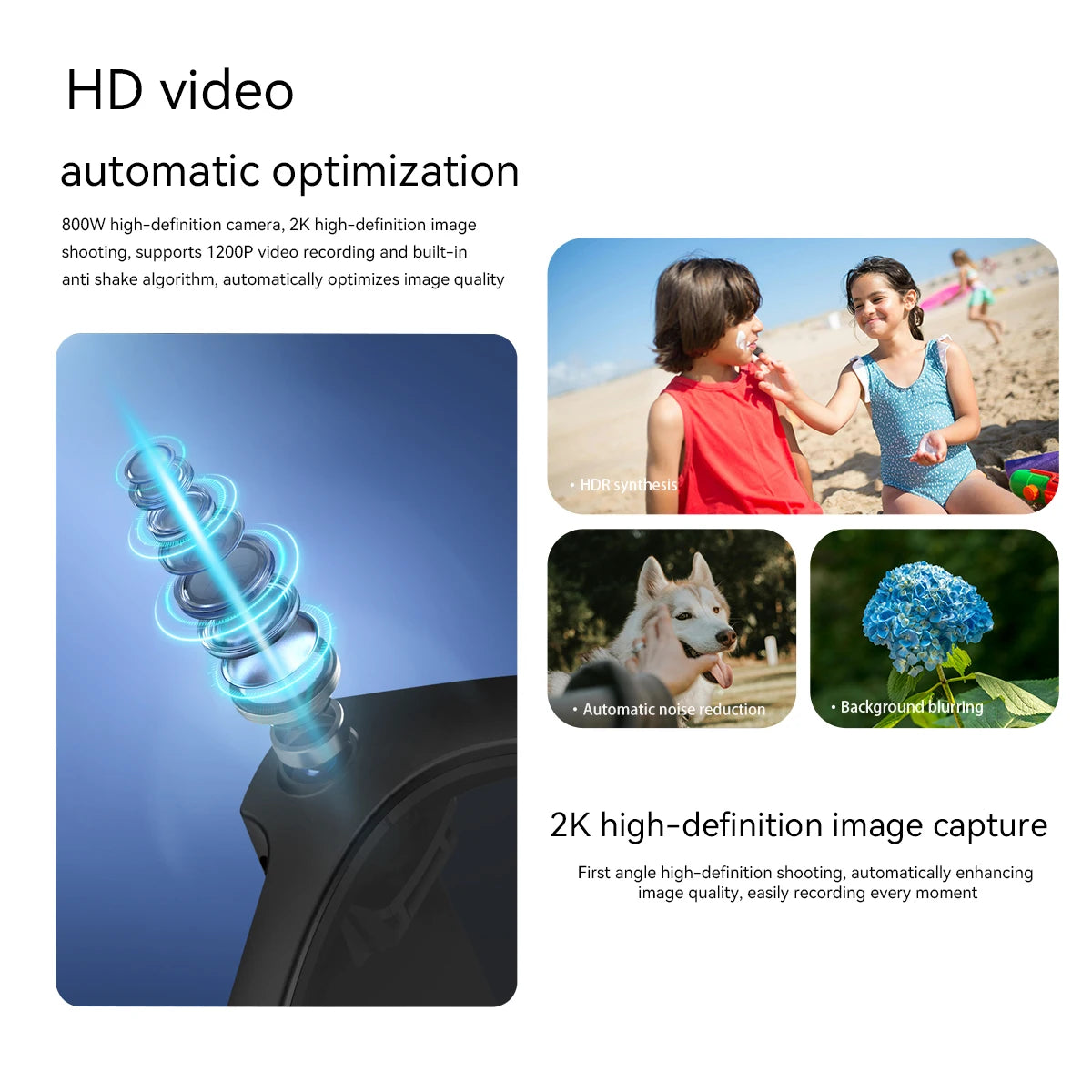 AI Smart Glasses with 2K Camera & Bluetooth Calling