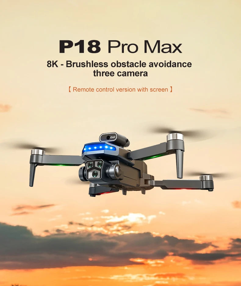 P18 RC Drone – Dual 8K Cameras & Obstacle Avoidance