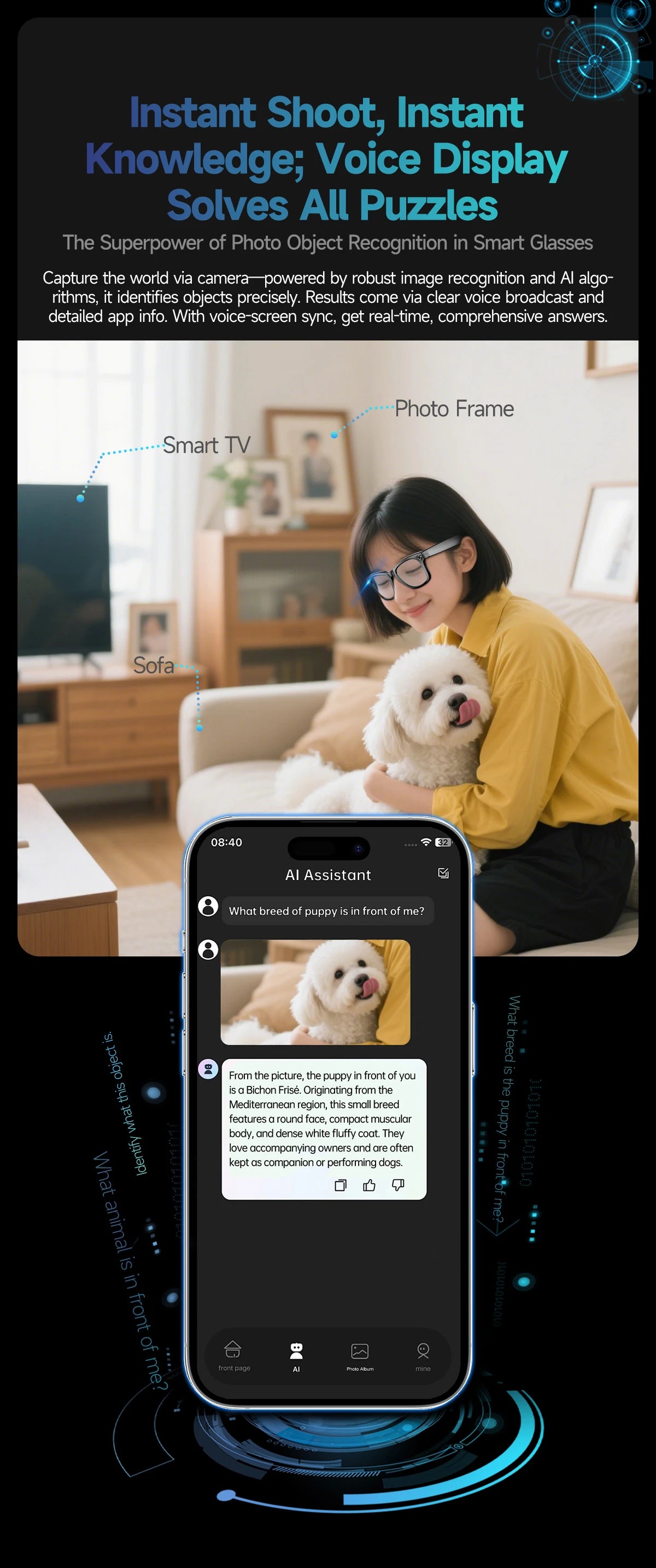 AI Smart Glasses with Camera, Calls & Translation