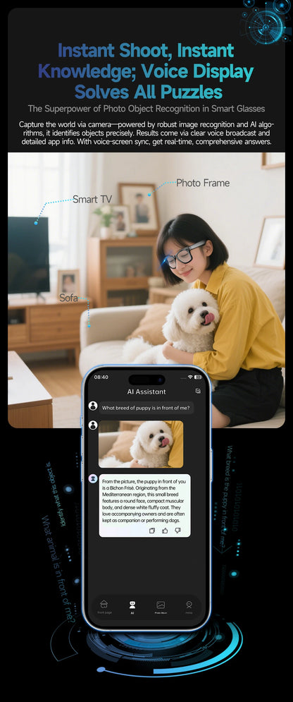 AI Smart Glasses with Camera, Calls & Translation
