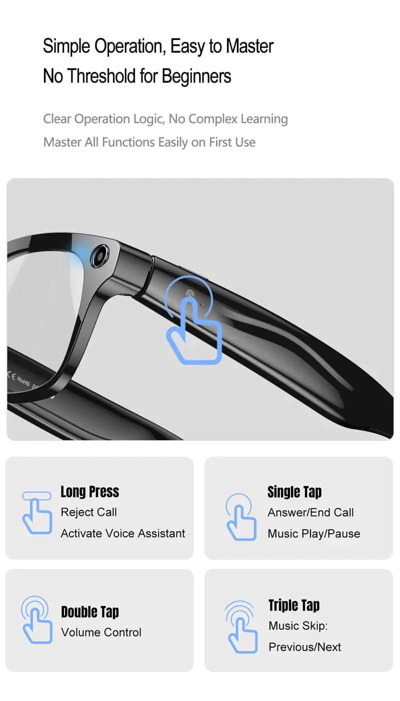 4K AI Smart Glasses with Camera & Bluetooth Calls