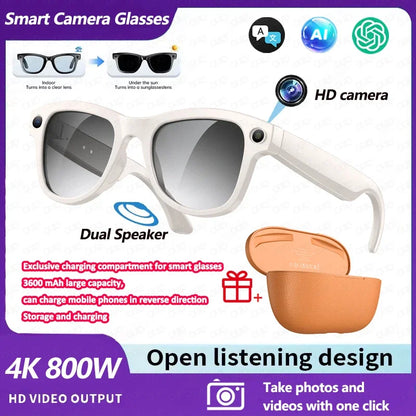 4K AI Smart Glasses with Camera & Translation