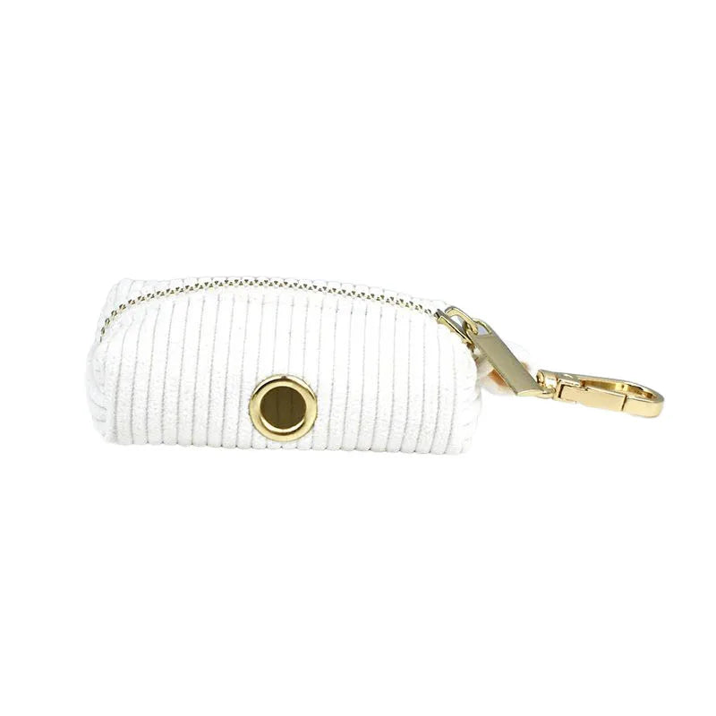White Corduroy Dog Collar & Leash Set – Custom Nameplate