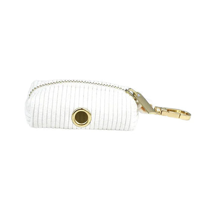 White Corduroy Dog Collar & Leash Set – Custom Nameplate
