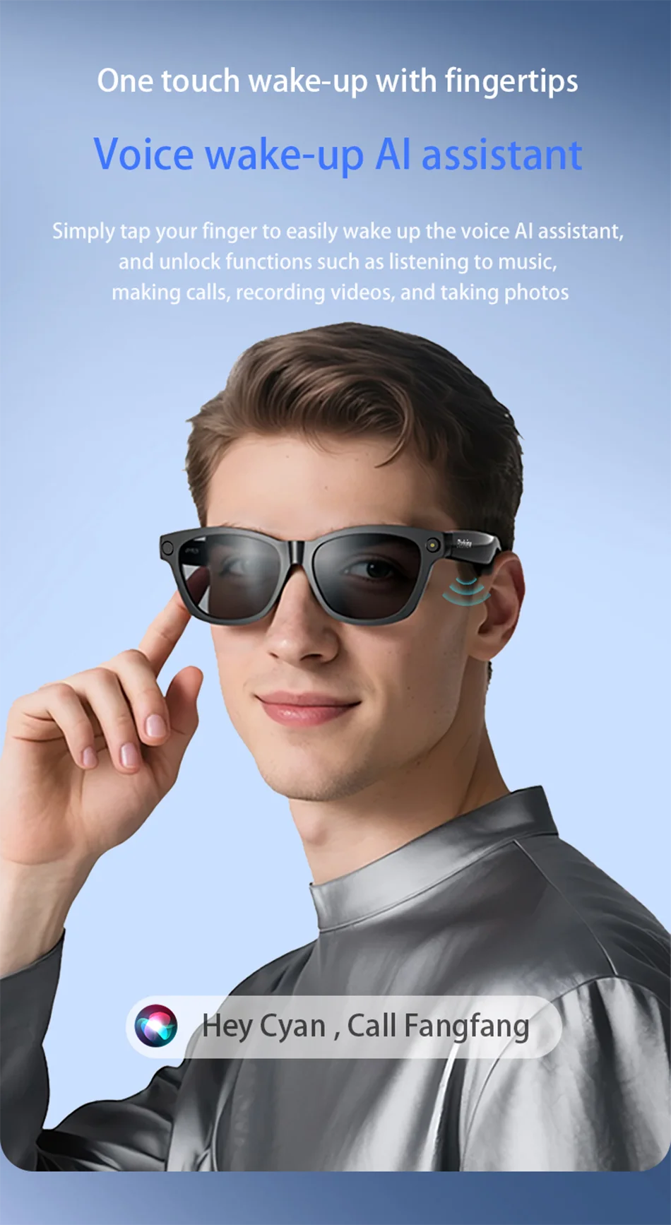 AI Smart Glasses with 2K Camera & Bluetooth Calling