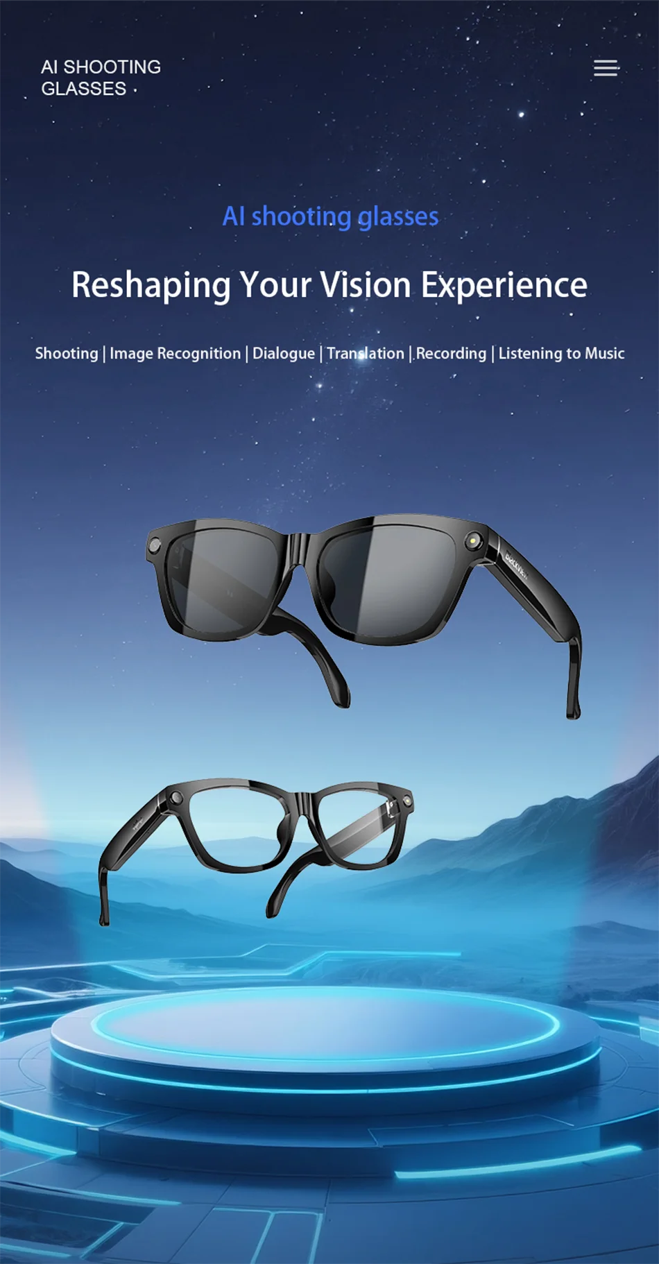 AI Smart Glasses with 2K Camera & Bluetooth Calling