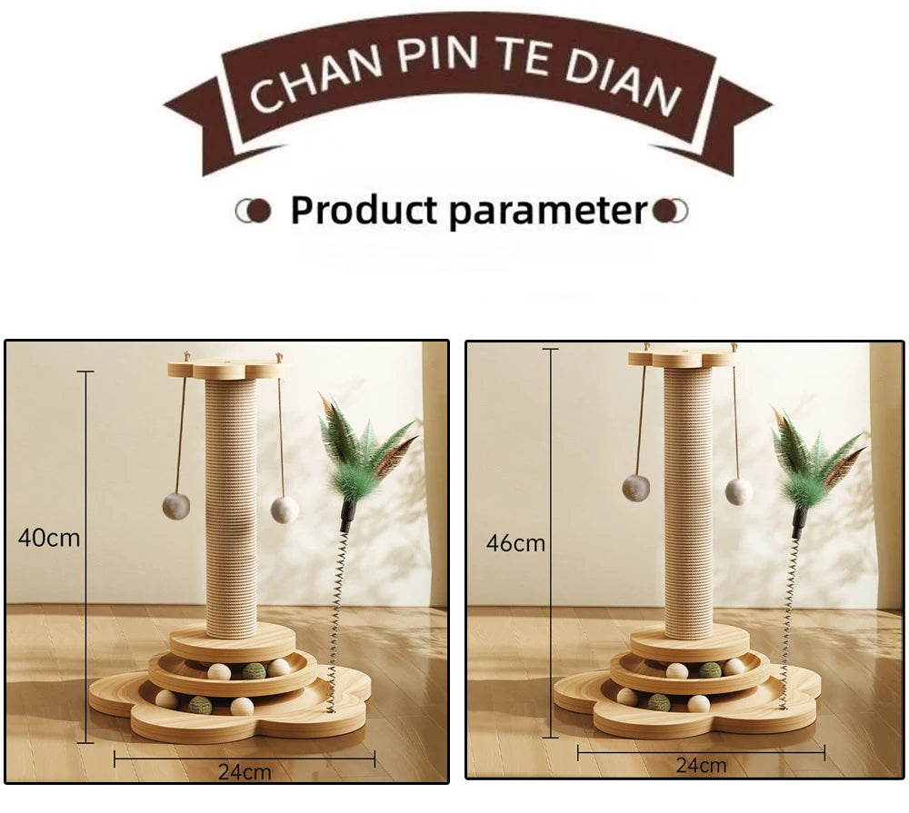 Wooden Cat Turntable Toy – Scratching & Play