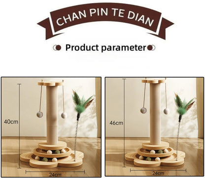 Wooden Cat Turntable Toy – Scratching & Play