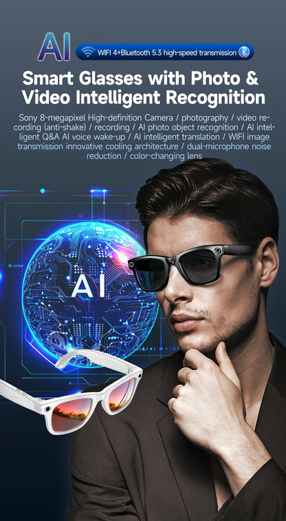 AI Smart Glasses with Camera, Calls & Translation