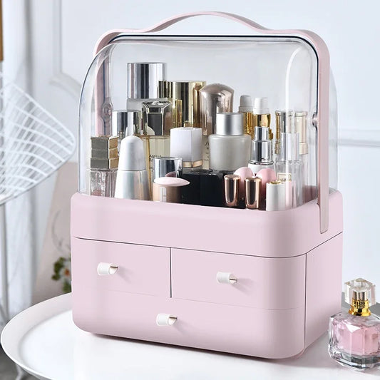 Dust-Proof Makeup Organizer – Desktop Storage with Drawer