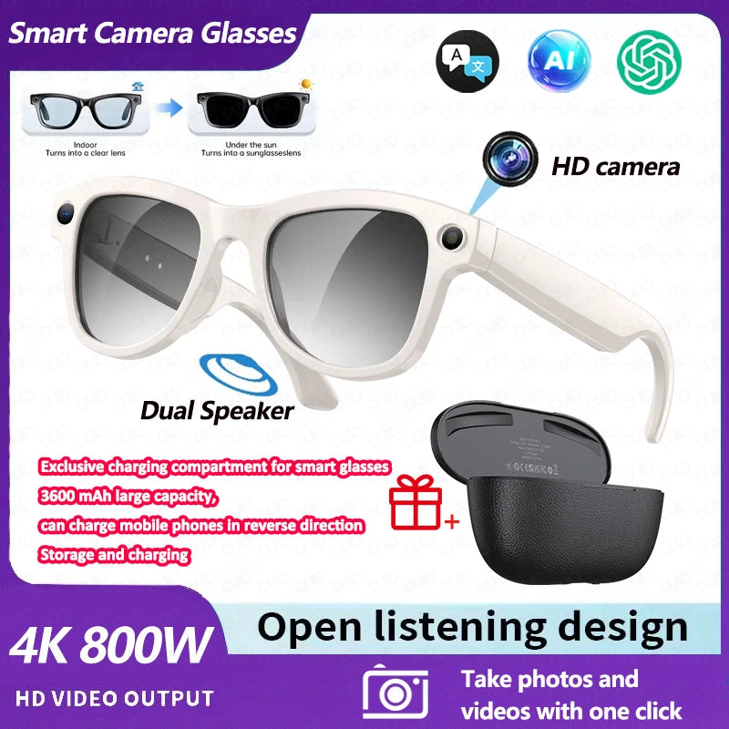 4K AI Smart Glasses with Camera & Translation