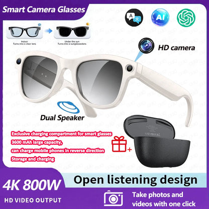 4K AI Smart Glasses with Camera & Translation