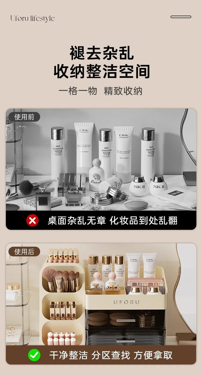 Desktop Cosmetics Storage Box – Dust-Proof & High-End