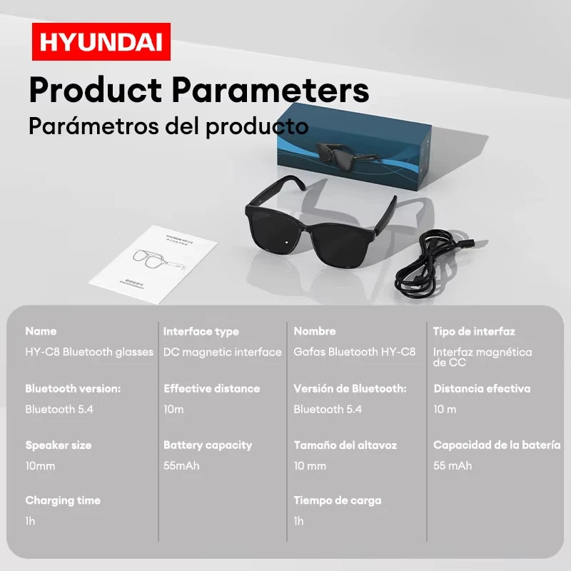 HYUNDAI HY-C8 AI Smart Glasses with Bluetooth Earphones