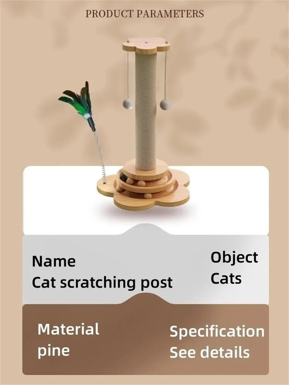 Wooden Cat Turntable Toy – Scratching & Play